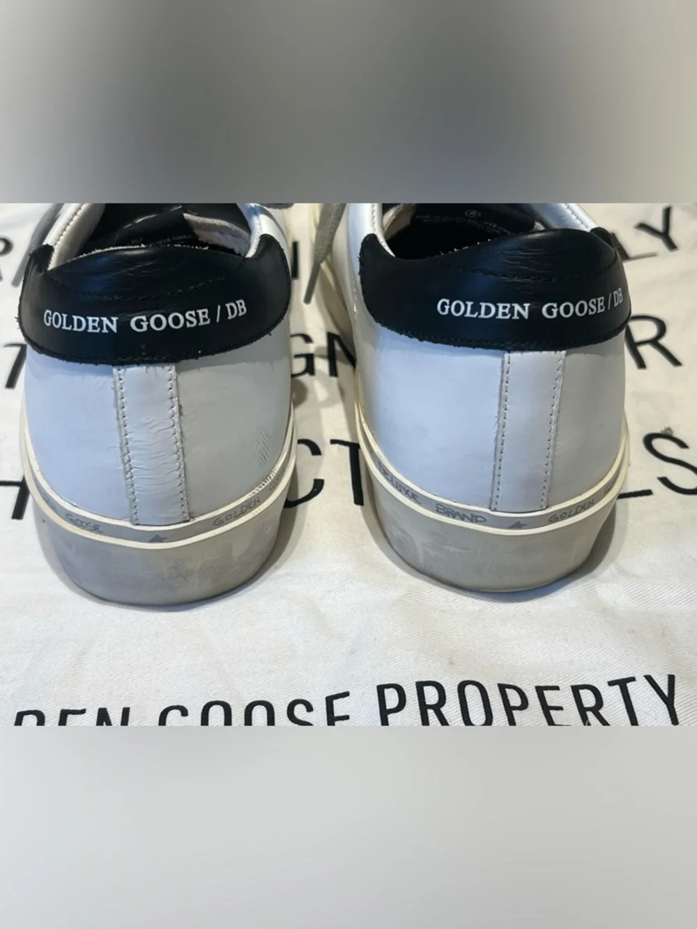 Golden Goose hi star White Leather Sneakers with Leopard Star Accent - Picture 4 of 12